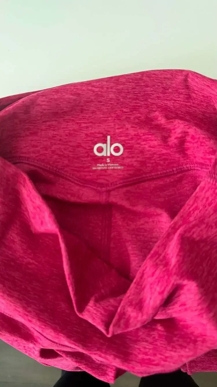 ALO Yoga HeatherFlex High-Waisted TLC Legging and Strappy Bra Set - Raspberry Fi